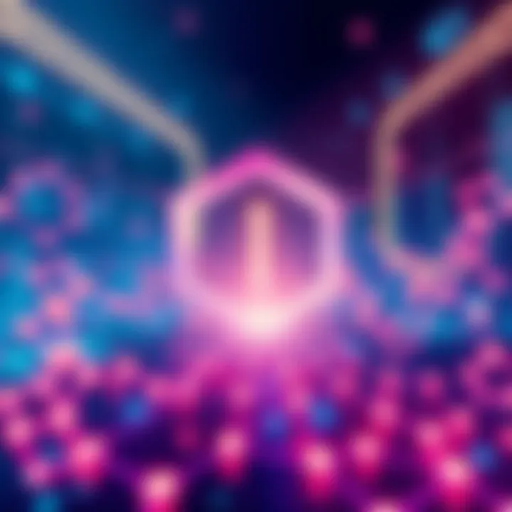 Illustration showing blockchain technology moving from a centralized system to a decentralized structure with interconnected nodes