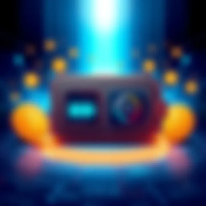 Illustration of a blockchain wallet stuck at 85% sync, showing a loading symbol and digital currency icons around it.