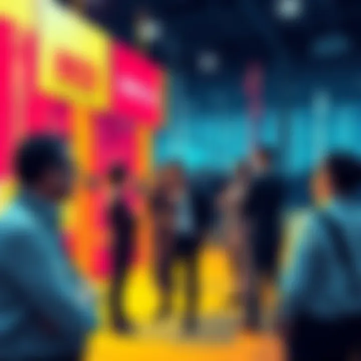 A group of professionals discussing blockchain technology integration in telecommunications at MWC26.