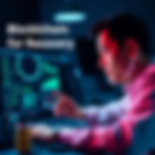 A person looking at a computer screen analyzing blockchain data to track a scammer.