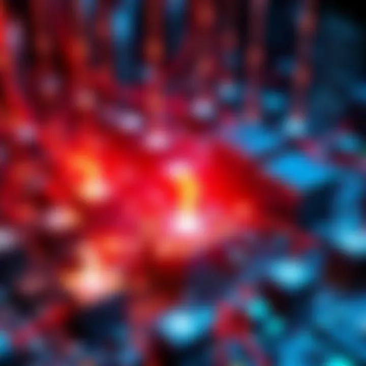A visual representation of blockchain transactions affecting future mining calculations, showing interconnected blocks and arrows indicating influence.