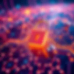 A visual representation of blockchain technology with a digital lock symbolizing security and verification in a world of AI misinformation.
