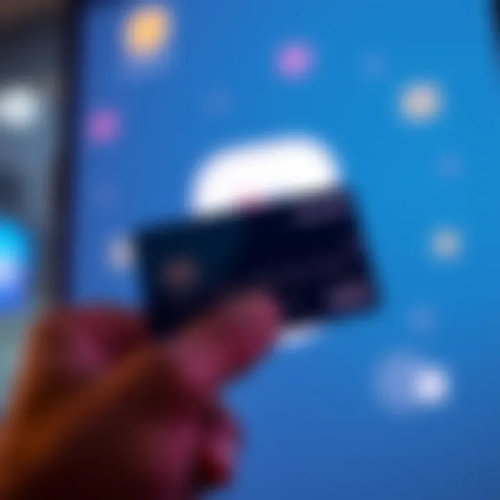 A close-up of a person's hand holding a blocked bank card with Revolut logo in the background.