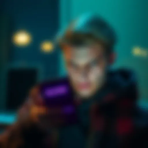 A person looking frustrated while checking their phone with a blocked account message on the screen, symbolizing financial stress and lack of access to funds.