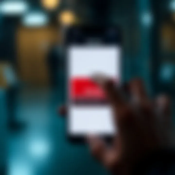 A smartphone display showing a blocked account notification from Revolut with a frustrated user's hand in the frame.