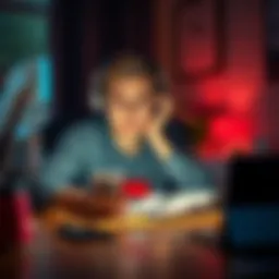 Subscriber looking frustrated with a blocked card A disappointed person sits at a table with a blocked credit card and a phone, seeking help from customer support, surrounded by unanswered complaints
