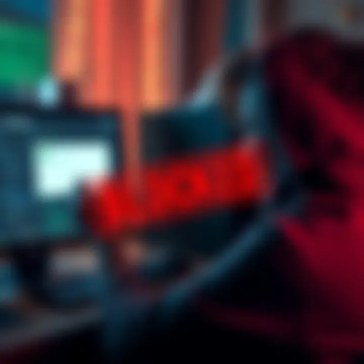 A frustrated person looking at their computer screen with a blocked Kraken account and a pending deposit notification.