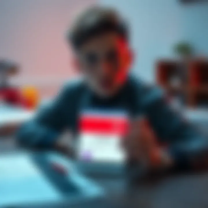 A person looking worried while holding a phone, showing a blocked account notification from Revolut, with a house purchase document on the table.