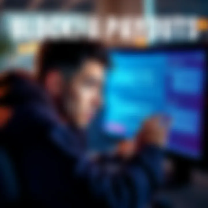 User Frustration with Blockfi Payouts A concerned Blockfi user looking at a computer screen with messages of uncertainty