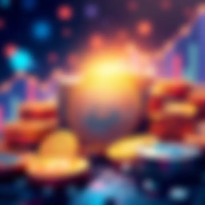 An illustration showing the BMRUSD logo alongside digital coins, symbolizing stable value and growth on BitMart.