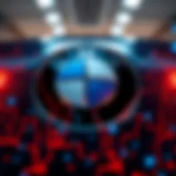 BMW adopts JPMorgan blockchain BMW logo with blockchain technology overlay representing foreign exchange settlements