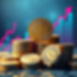 Stacks of BNB coins with a background showing a rising graph representing potential growth and investment strategies for future millionaires.