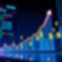 BNB Chain Tokenized Stocks A chart showing a significant rise in trading volume for BNB Chain's tokenized stocks, with bold upward trends and dollar signs symbolizing revenue growth.