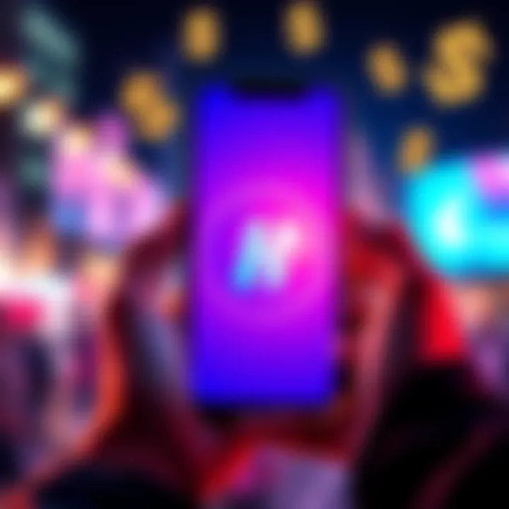 Person holding a smartphone showing Coinbase or Kraken logo with dollar signs around