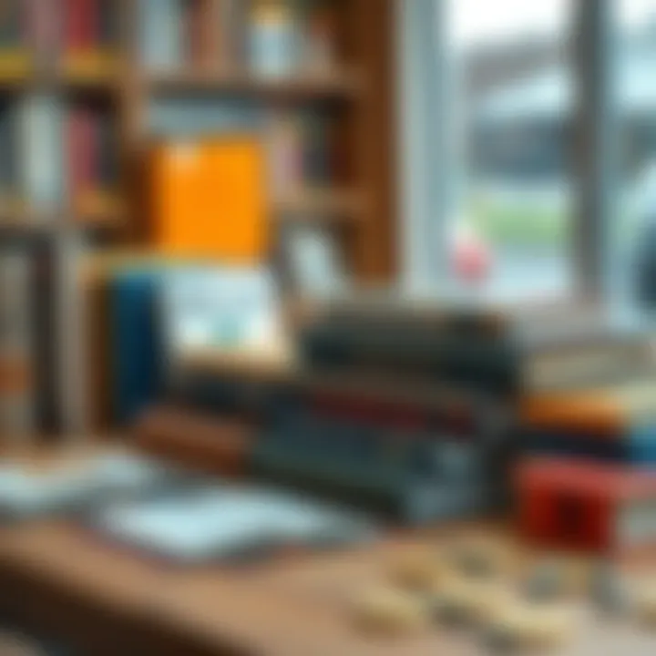 A collection of books about Bitcoin and cryptocurrency on a wooden table