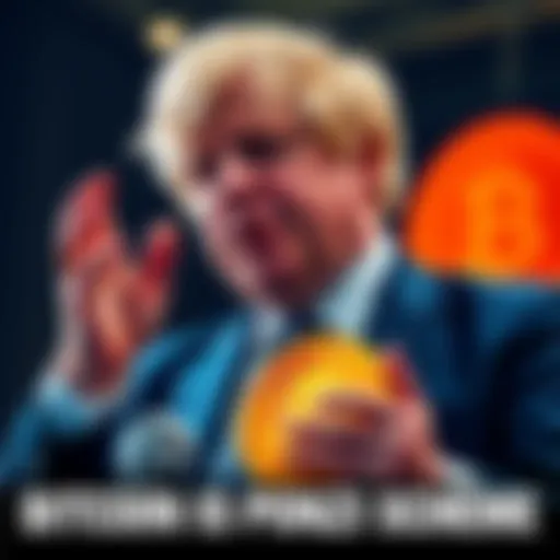Former UK Prime Minister Boris Johnson giving a speech about Bitcoin and financial topics