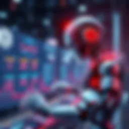 A robot interacting with a digital governance board, highlighting the role of bots in DAOs.