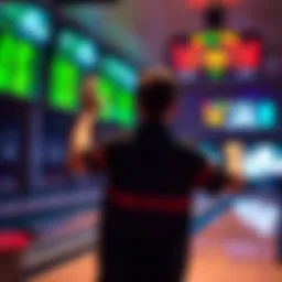 A competitive bowler celebrates after a game, with a scoreboard showing multiple wins in the background, raising questions about bowling statistics.