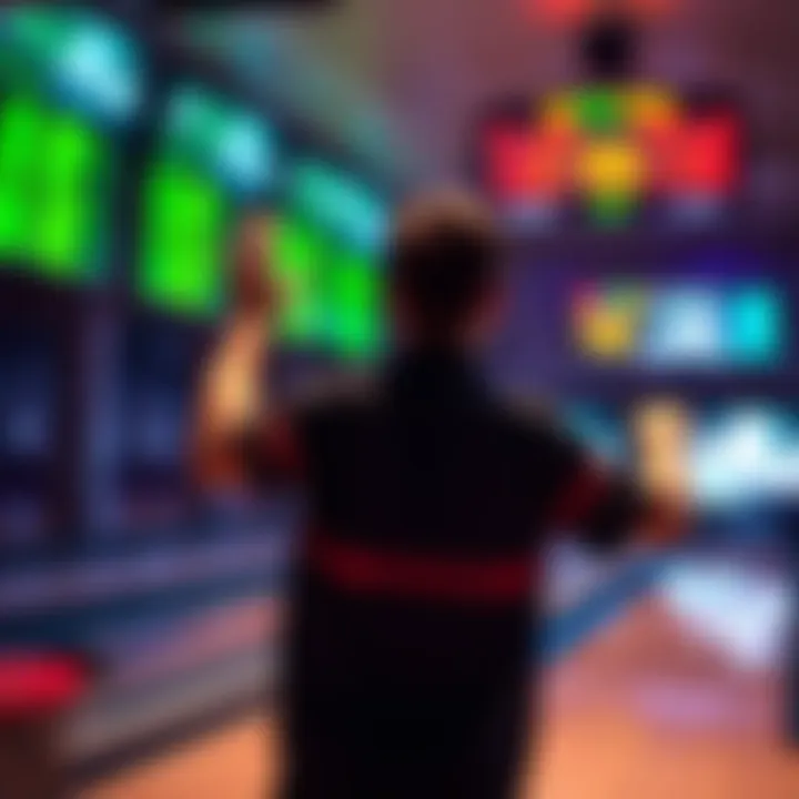 A competitive bowler celebrates after a game, with a scoreboard showing multiple wins in the background, raising questions about bowling statistics.