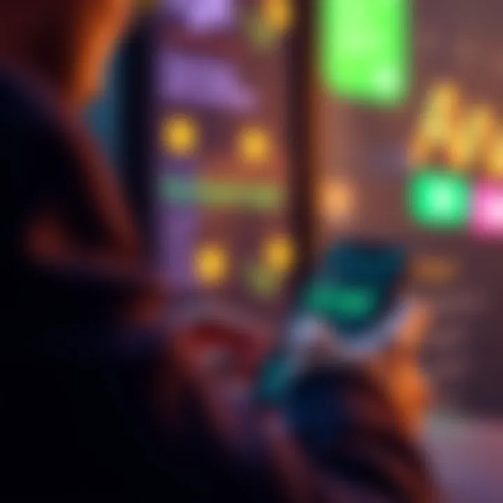 A person using a smartphone to manage Bitcoin Cash transactions on the BQuest platform, with a digital wallet interface displayed on the screen.