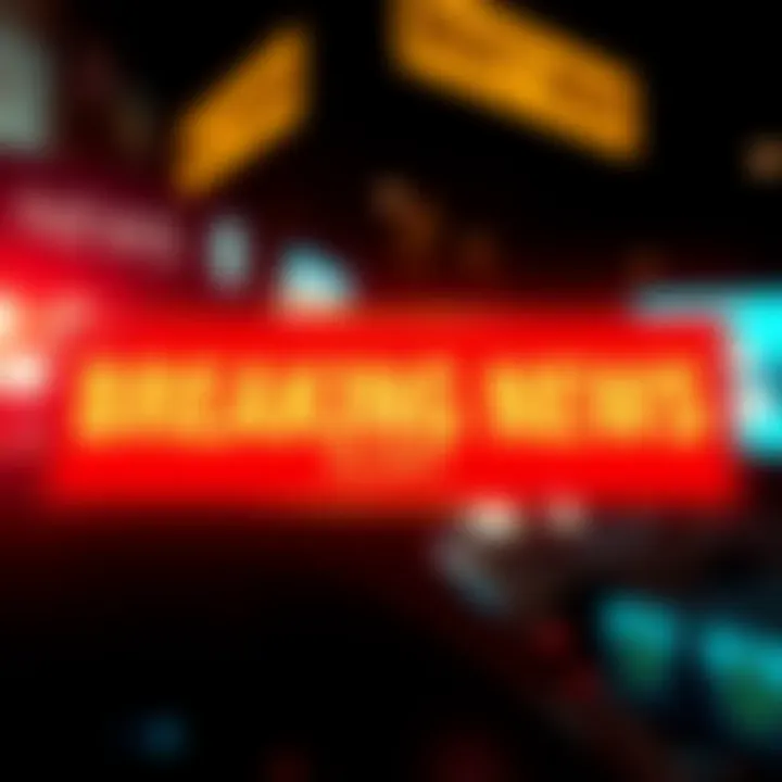 A news bulletin with bold letters announcing breaking news events that are trending and causing discussions.