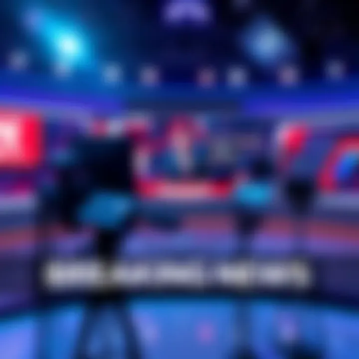 A news reporter on screen delivering breaking news in a studio