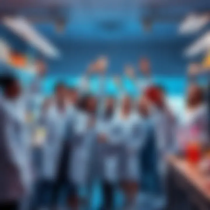 Breakthrough in Technology A group of diverse scientists celebrating success with new technology in a lab setting, showcasing excitement and teamwork.