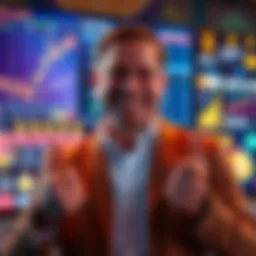 Bad Luck Brian Armstrong smiling confidently in front of a screen showing positive crypto market trends and AI-themed memes, with a vibrant backdrop of meme icons.