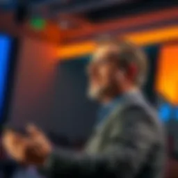 Brian Armstrong, CEO of Coinbase, giving a speech about philanthropy's impact on society