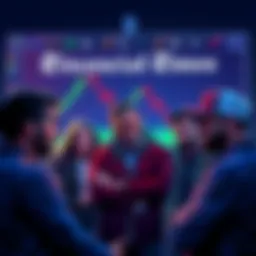 A group of frustrated crypto supporters discussing their failed attempt to influence a financial news outlet, with Bitcoin charts showing decline in the background.