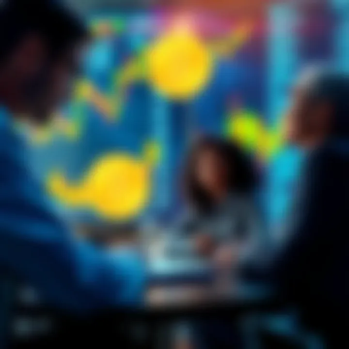 A meeting of British business leaders discussing Bitcoin treasury strategies, with charts and financial graphics in the background.