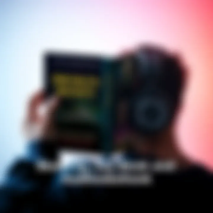 Book and Audiobook of Broken Money A side-by-side comparison of the book 'Broken Money' and its audiobook version, showing a person holding the book in one hand and wearing headphones while listening to the audiobook in the other.