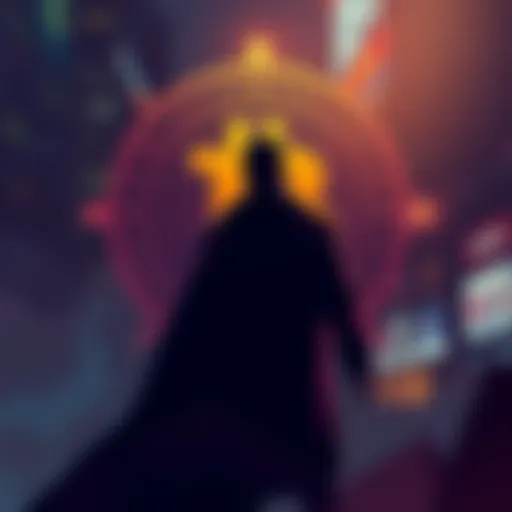 Illustration showing the BSV Association logo with a shadowy figure representing Craig Wright, symbolizing authority in blockchain governance.