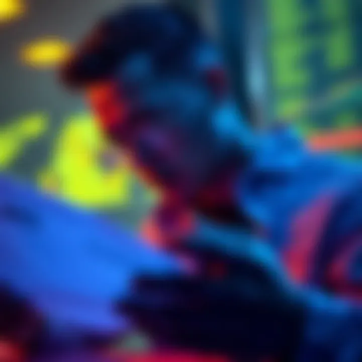 BTC Network Fees and Taxes A person examining BTC network fees and tax documents, focused on accounting and financial records.