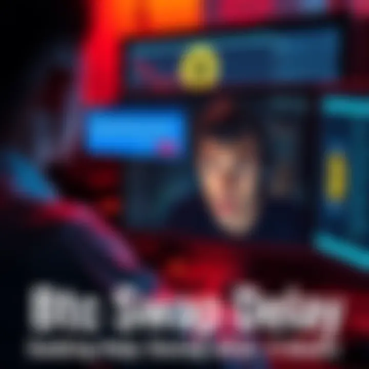 A person looking frustrated at their computer, checking a delay notification for a BTC swap, with a wallet open on the screen.