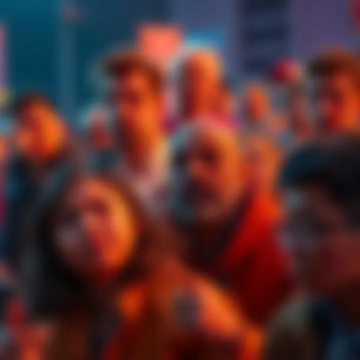 Members of the BTC community display frustration during a rally, showing mixed emotions with some frowning while others look contemplative.