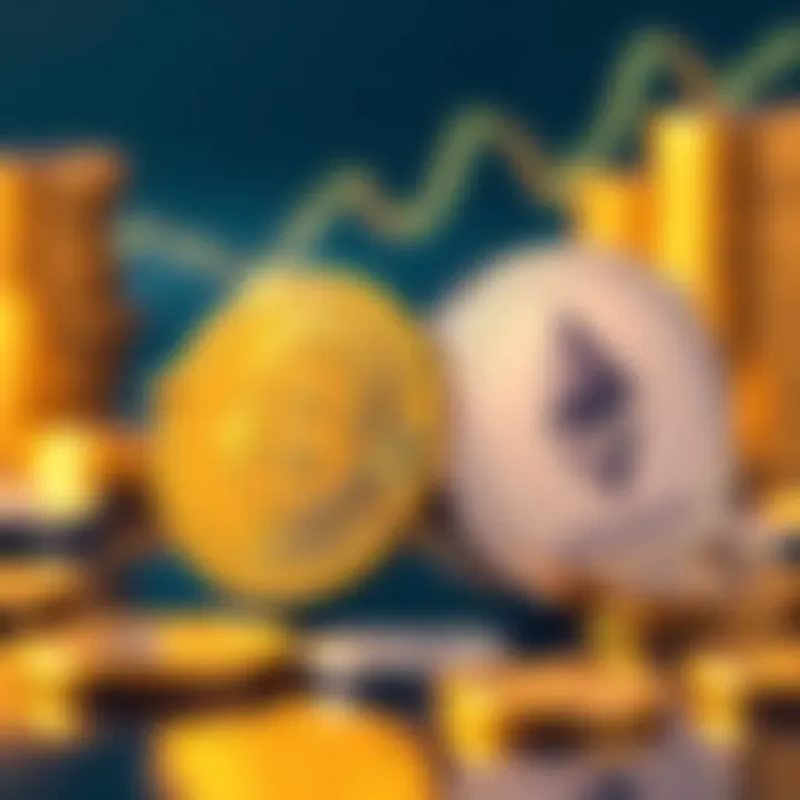 Visual representation of Bitcoin and Ethereum coins being swapped, symbolizing the conversion process.