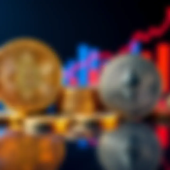 Coins representing BTC and ETH growth A visual representation of Bitcoin and Ethereum logos with a background of upward-trending graphs, symbolizing investment growth over time