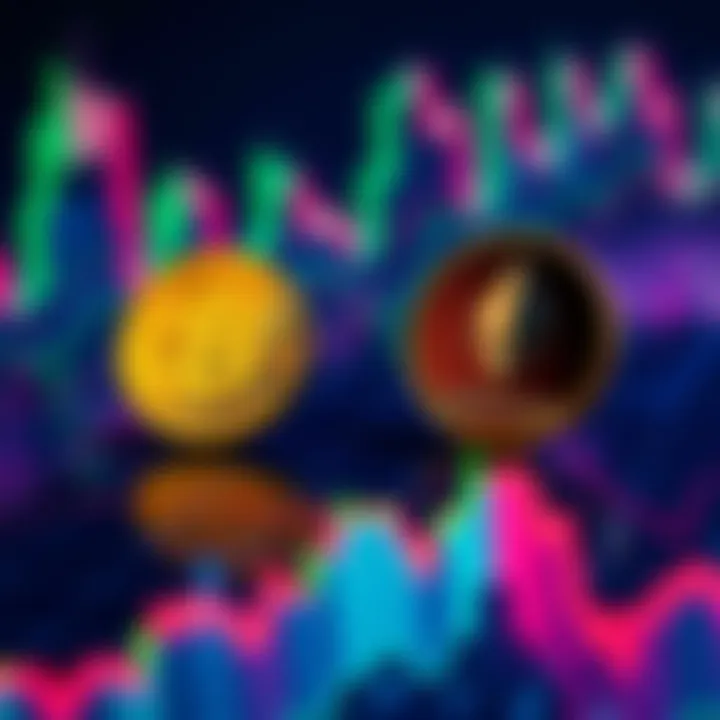 Bitcoin and Ethereum logos overlaid on a chart showing key support levels with a bullish trend