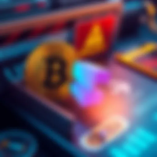 Illustration of a Bitcoin symbol transitioning to a Tether symbol in a digital wallet interface.