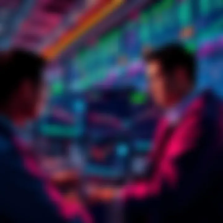 BTC Traders Analyzing Market Conditions Traders looking at charts and data on screens, assessing Bitcoin strategies amidst market volatility
