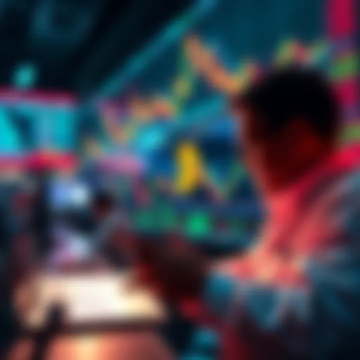 Chart showing fluctuations in Bitcoin prices over a four-year period with traders analyzing data