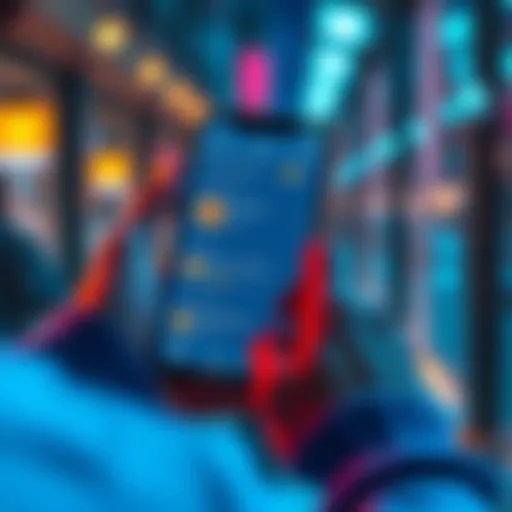A person using a smartphone to swap Bitcoin for Tether with a graphical interface showing cryptocurrency options