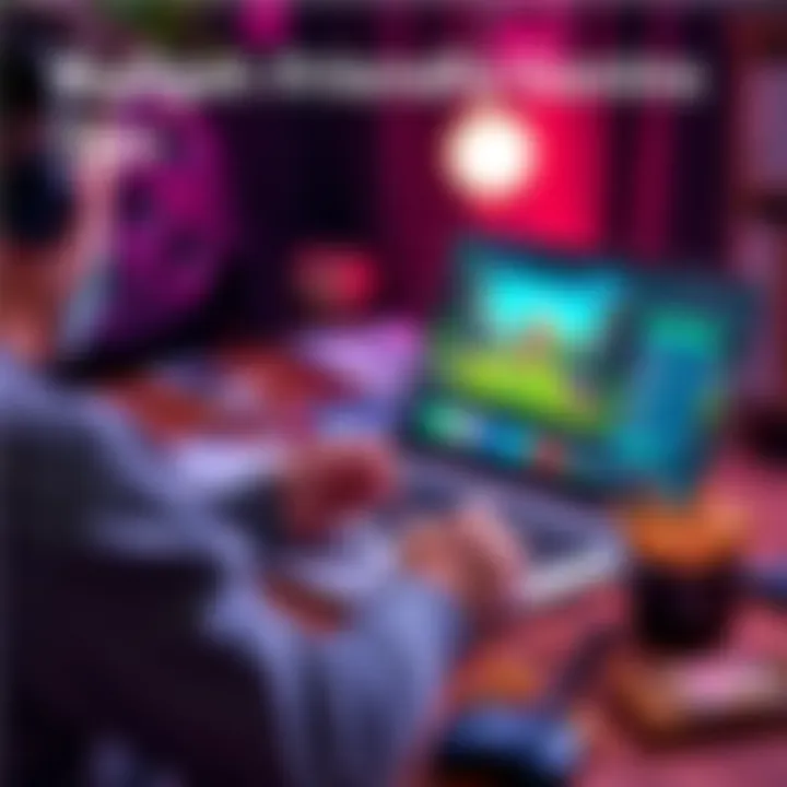 Budget-Friendly Gaming Tips A person playing a video game on a laptop with notes and snacks around, focusing on strategies for free gaming experiences.