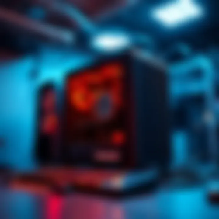 A Lenovo M710q computer with an i5 processor, set up for mining Monero, surrounded by power and networking equipment.