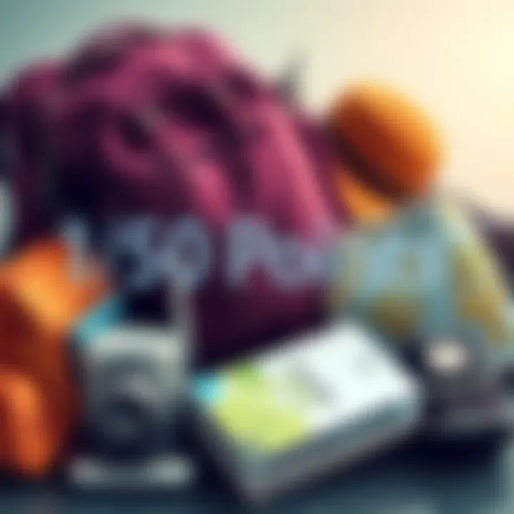 A collection of travel items including a backpack, a map, and travel guides, symbolizing budget travel strategies.