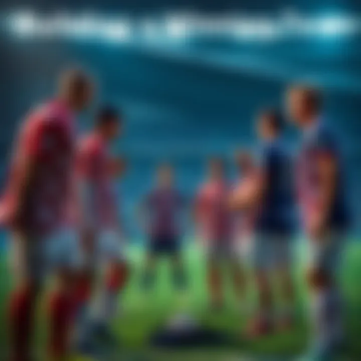 A group of soccer players strategizing on the field, with a focus on Croatian league players from Hajduk and Rijeka, aiming for a fifth winning streak