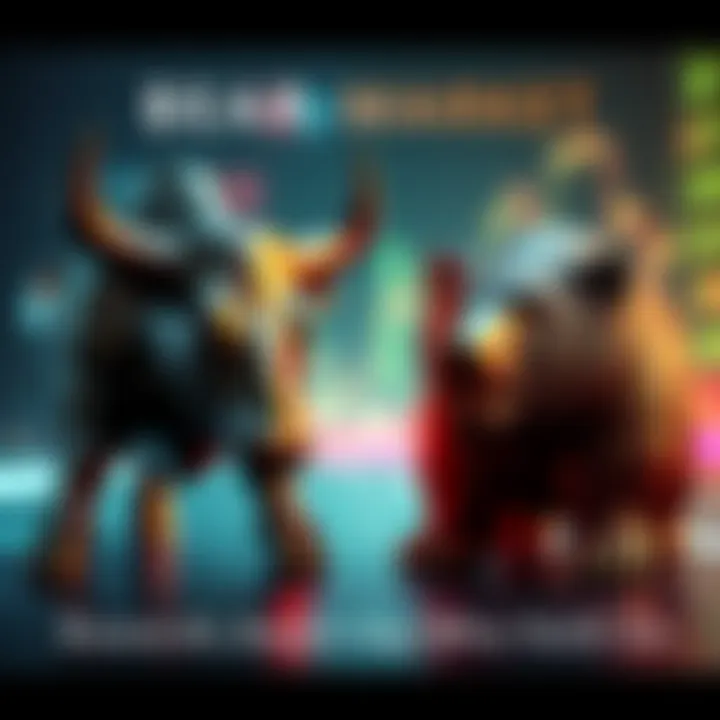 A bull represents a strong market while a bear symbolizes a weak market, showing the contrast between economic conditions.