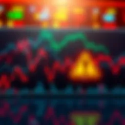 A graph showing a downward trend in the stock market with a warning sign
