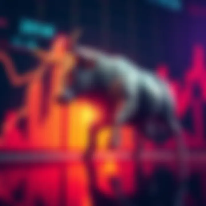 Graph showing upward trend in stock prices with a bull symbolizing market growth